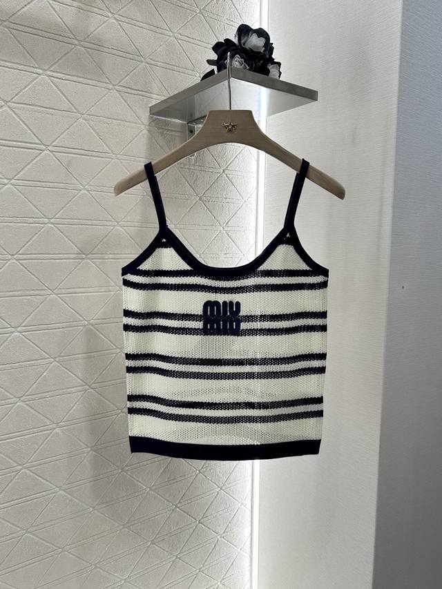 Miumi*2025 New arrivals Striped camisole knitted vest Customized Yb linen cotton