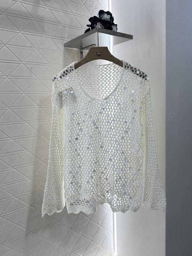 Bc*2025 New arrivals Sequined hollow pullover sweater Customized Yb wool yarn we