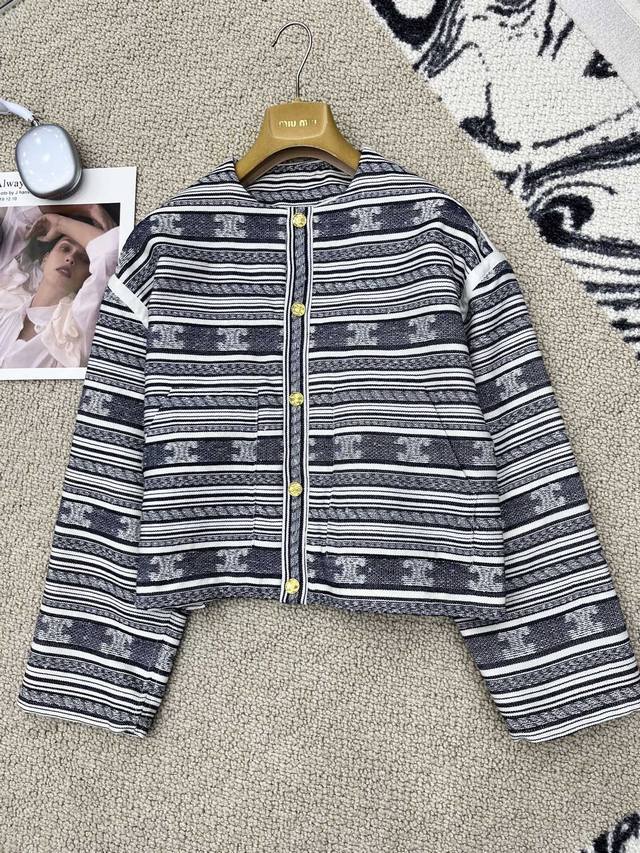 Hot item in stock Original custom Celin* | 25Fw early autumn new striped logo ja