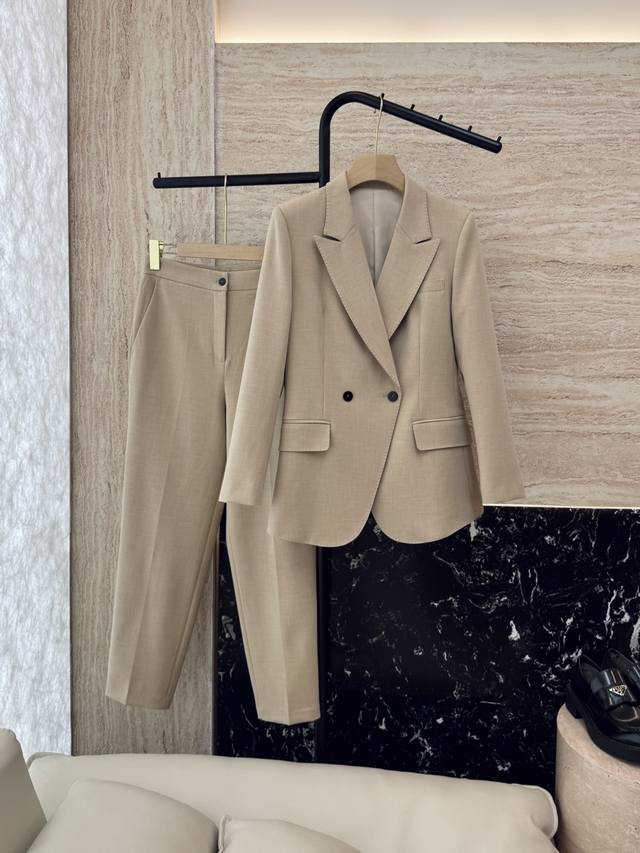 Lm012#New suit Two-button long-sleeved suit jacket and trousers suit coffee oatm