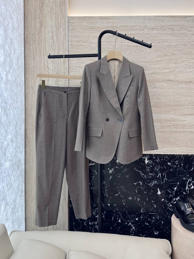 Lm012#New suit Two-button long-sleeved suit jacket and trousers suit coffee oatm
