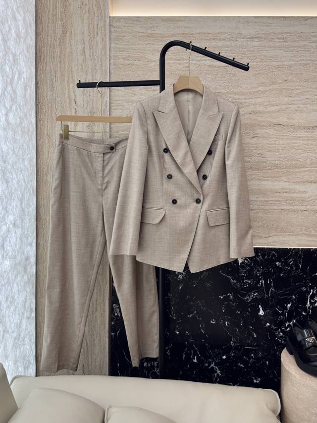 Lm011# New suit 15% linen 28% wool long-sleeved suit jacket trousers suit gray k