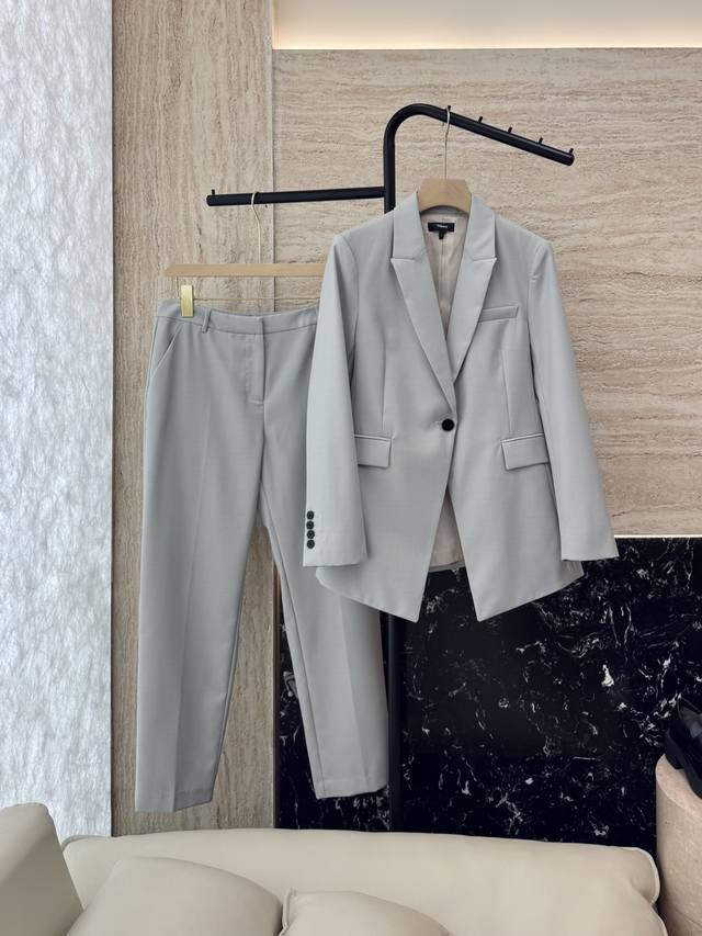 Lm010# New suit Theory 96% wool slim fit long sleeve suit jacket and trousers su