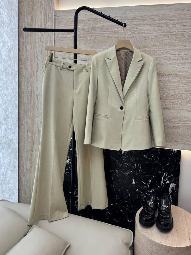 Lm005#New suit Max printed lining 10% linen long-sleeved suit jacket trousers su