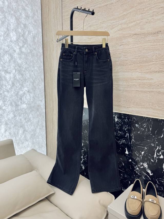 Cx042# New jeans Ysl letter embroidered stretch denim cotton slim jeans 26-30 si