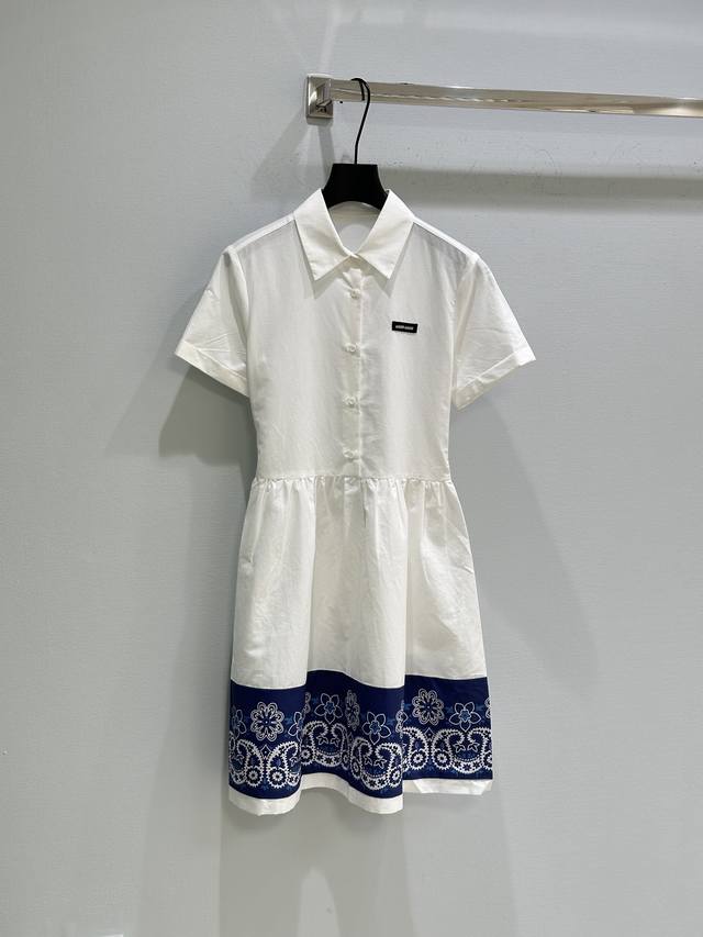 25Ss New summer style! Miu's summer essence symbolizes the printed denim twill c