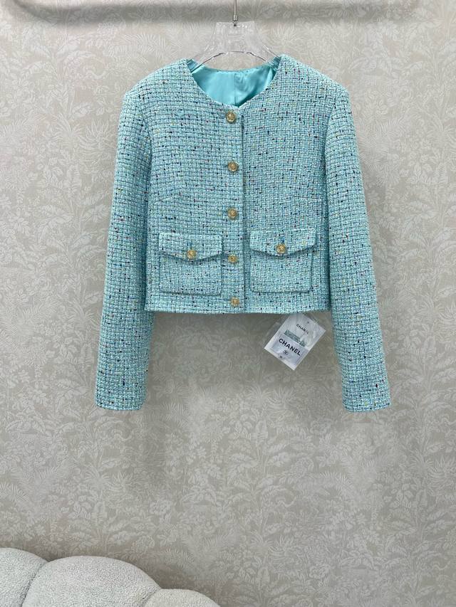 Chan*L 25 New coarse-spun colorful dot dress coat 100% silk lining Fully hand-cu