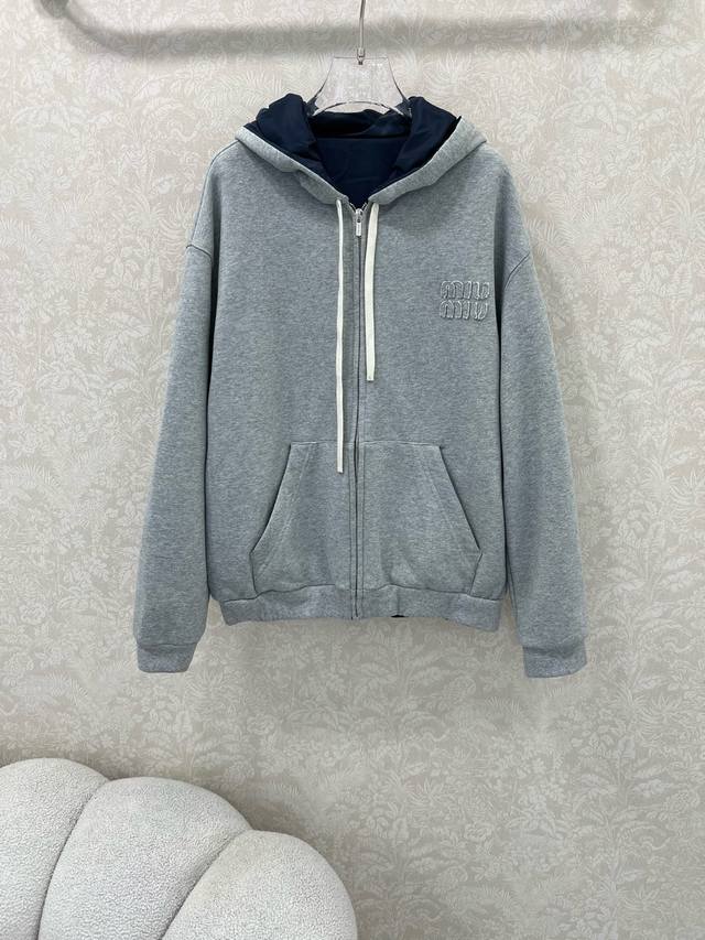Miumi*25 New style intellectual fashionable style Overzise hooded sweater jacket