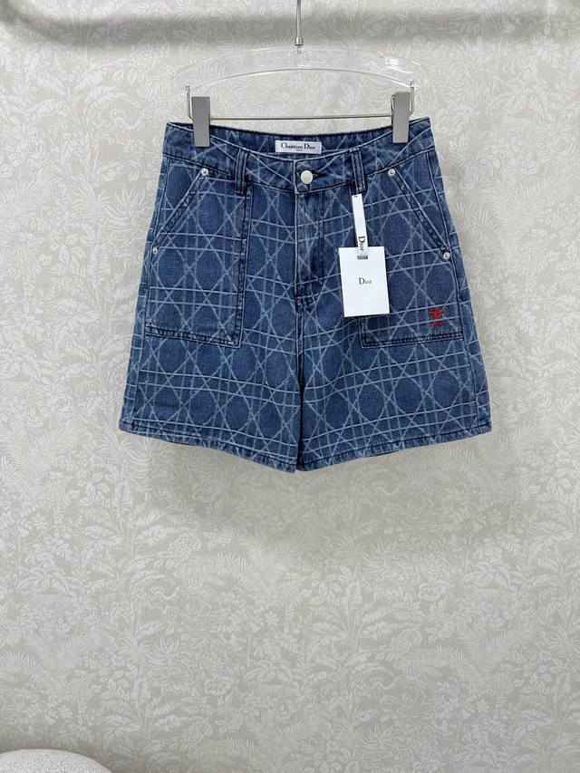 Dio*25 New rattan jacquard denim shorts customized Yb imported twill cotton deni
