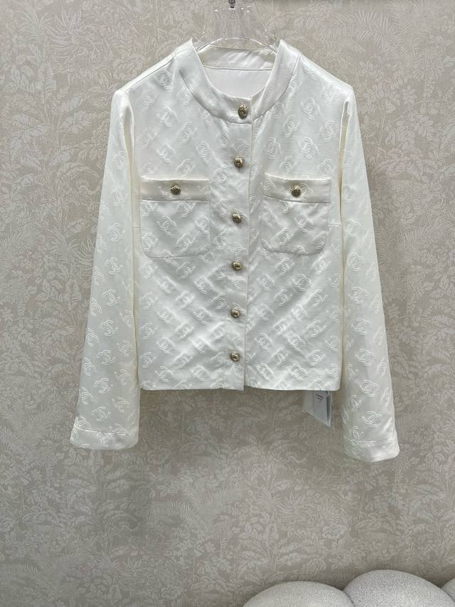 Chan*L 25 New 100% heavy silk Coco girl white moonlight round collar jacket! Thi
