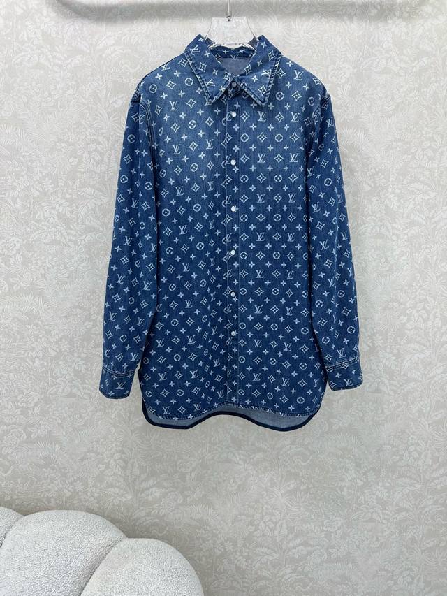 Louis Vuitt*N25 new classic monogram denim series jacket + short skirt + trouser