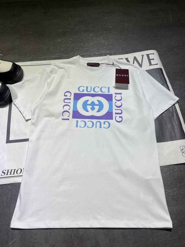 Gucc* New color square print round neck short-sleeved T-shirt | Exclusive Yb dev