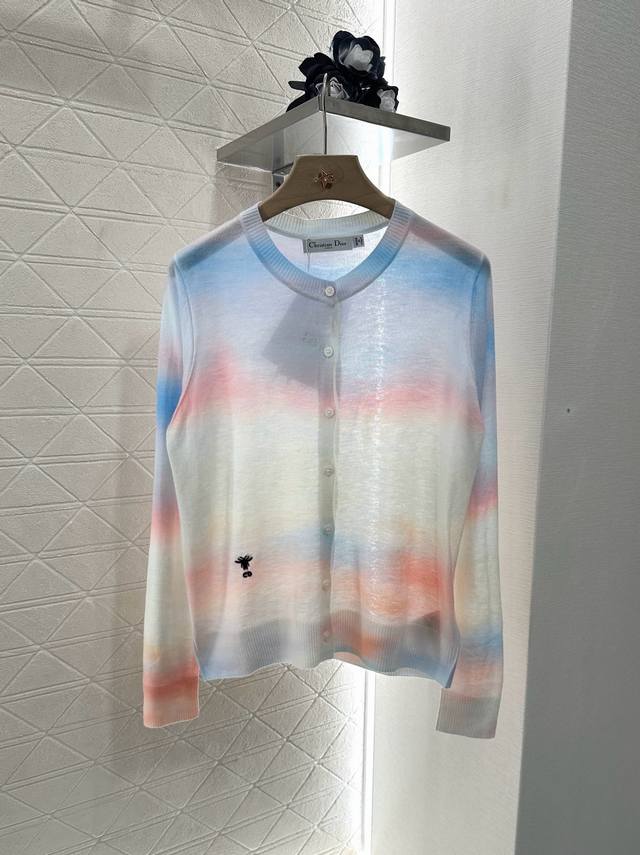 Dio* New arrival Gradient knitted cardigan Customized Yb wool yarn woven texture