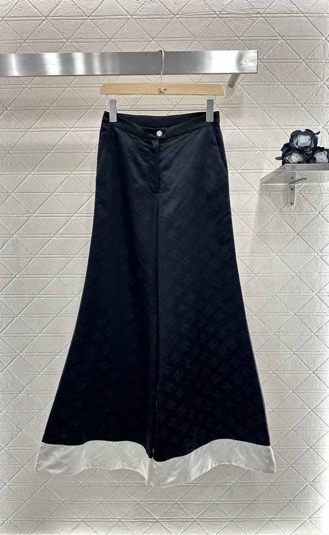 Chane*2025 New arrivals Silk cotton jacquard wide-leg flared trousers Customized