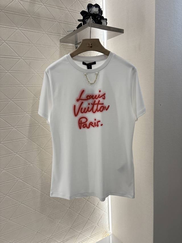 Louis Vuitto*2025 new arrivals chain round neck print custom Yb mercerized cotto