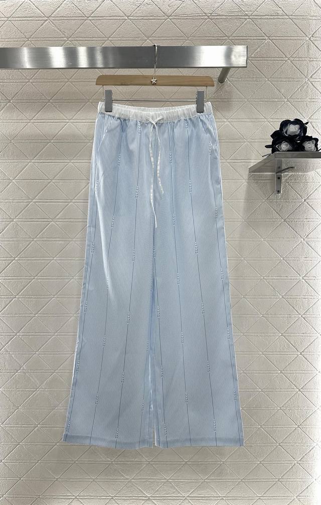 Gucc*2025 New arrivals Drawstring striped wide-leg trousers Customized Yb import