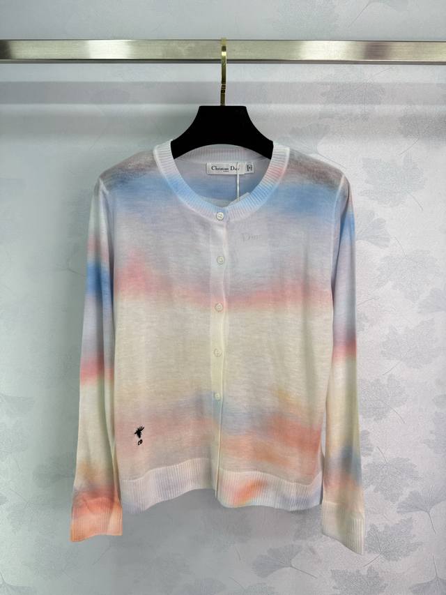 Dio*2025 Spring and Summer new rainbow dyed knitted cardigan with beautiful grad