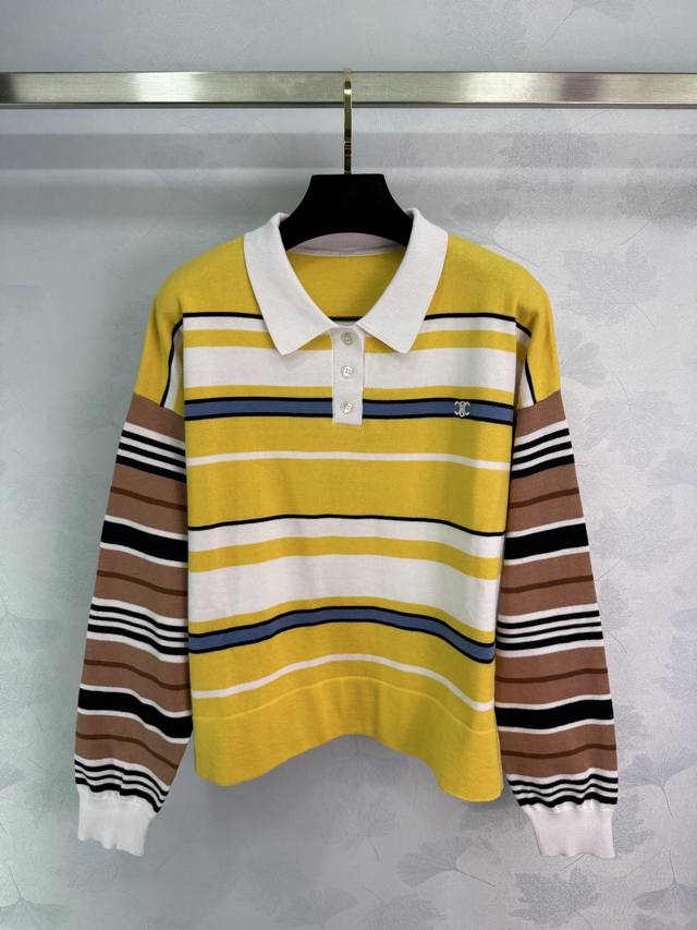 Ce 25The latest model in early autumn, fresh contrasting stripes, off-shoulder l
