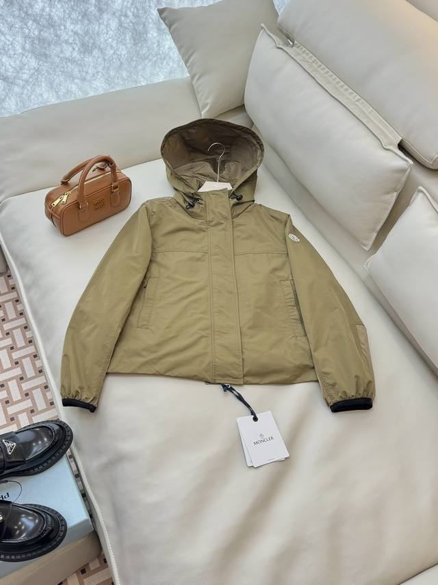 Lf016#New coat Mon Monco long-sleeved windproof hooded coat black khaki 1-2-3 si