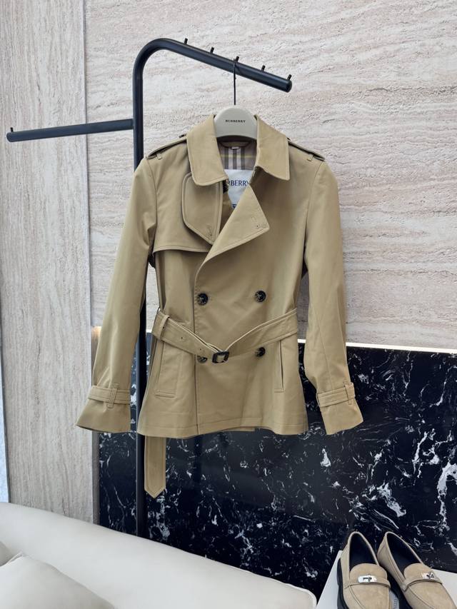Lf004#New style windbreaker Bur Burberry double-breasted latest short windbreake