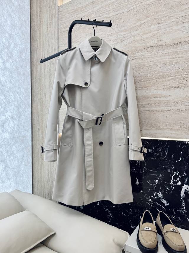 Lf005#New style windbreaker Bur Burberry double-breasted latest mid-length windb