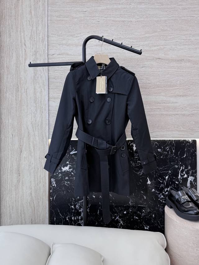 Lf017#New style windbreaker Bur Burberry waist slimming double-breasted mid-leng