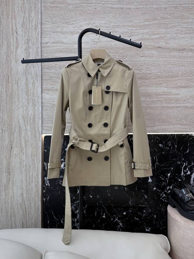 Lf016#New style windbreaker Bur Burberry classic double-breasted short windbreak