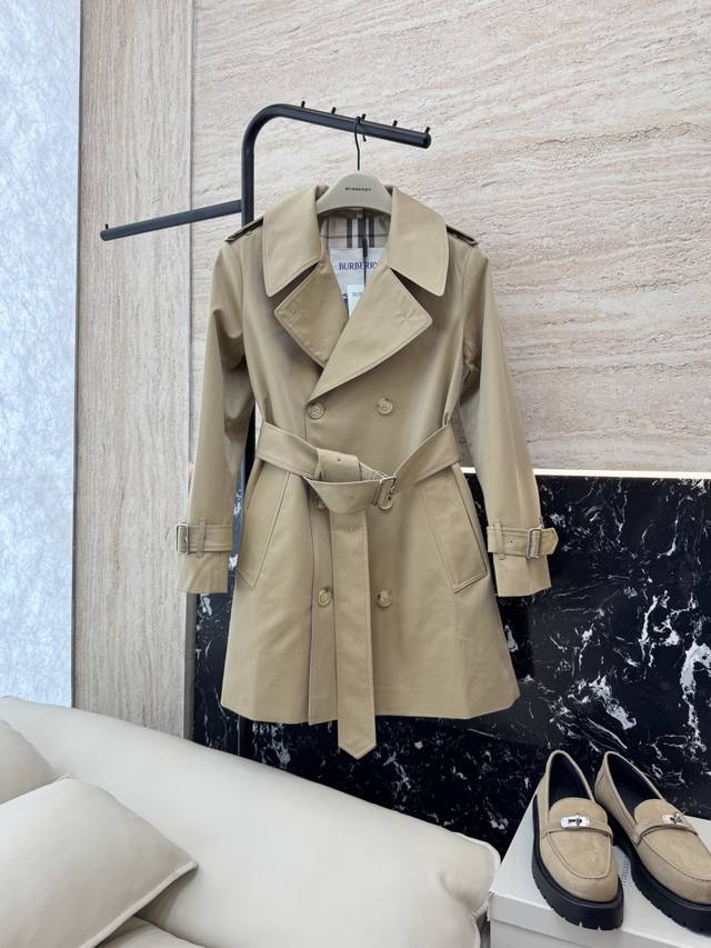 Lf003#New style windbreaker Bur Burberry double-breasted latest mid-length windb