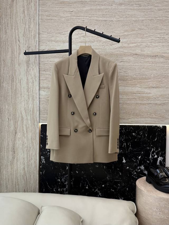Xz089#New coat Ysl Super popular horn button long-sleeved suit jacket black khak