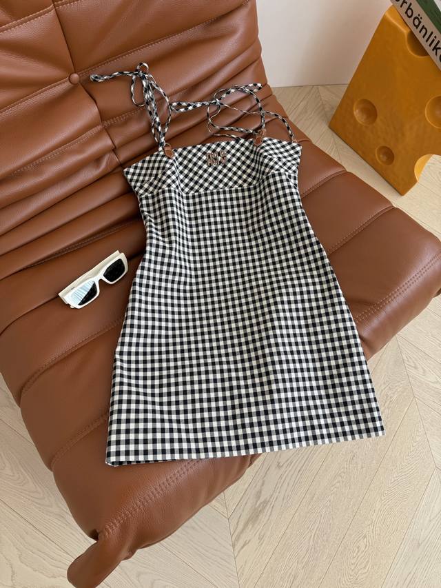 Miao series age reduction 25 spring and summer retro plaid suspender dress full