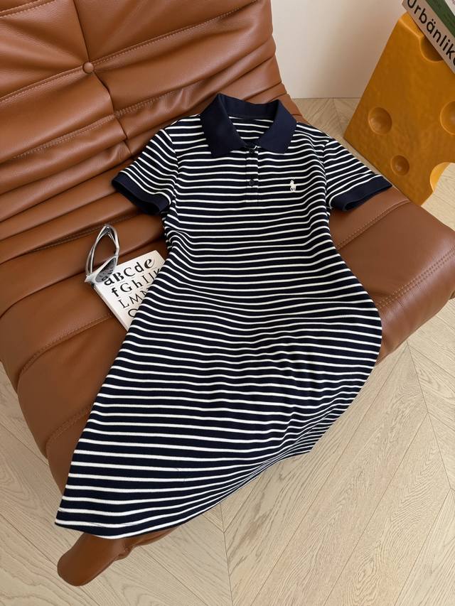 Fashionable one-piece skirt 25 new pony embroidery lapel Polo dress has a kind o