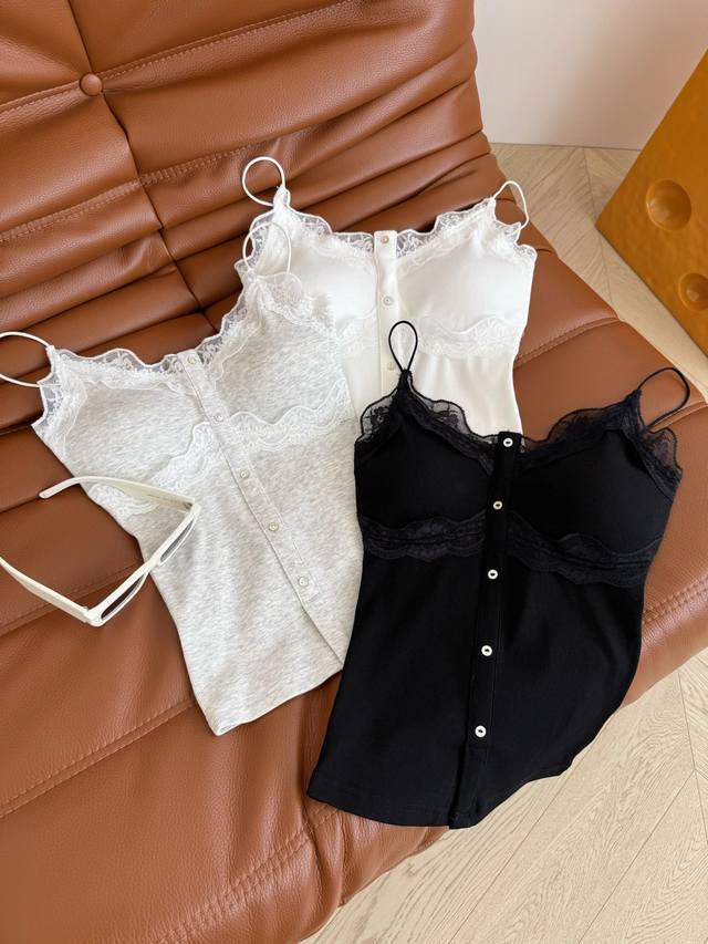 Summer layering C-position niche design Lace lace splicing suspender top with so