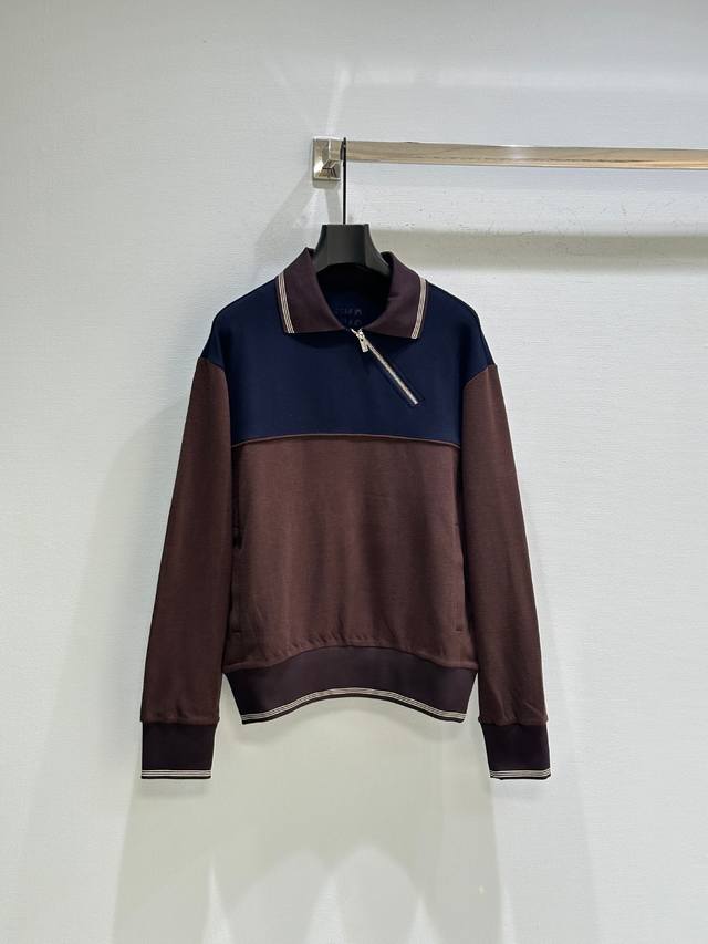 25Ss Early Fall new arrival! Miu oblique zipper contrast color sweatshirt collar