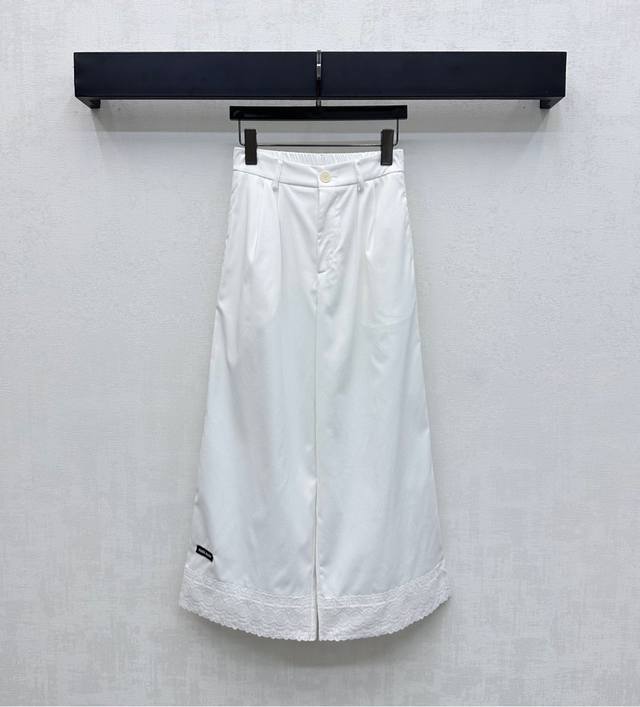 Miumi*2025 New arrivals, stitching straight trousers, custom Yb imported cotton