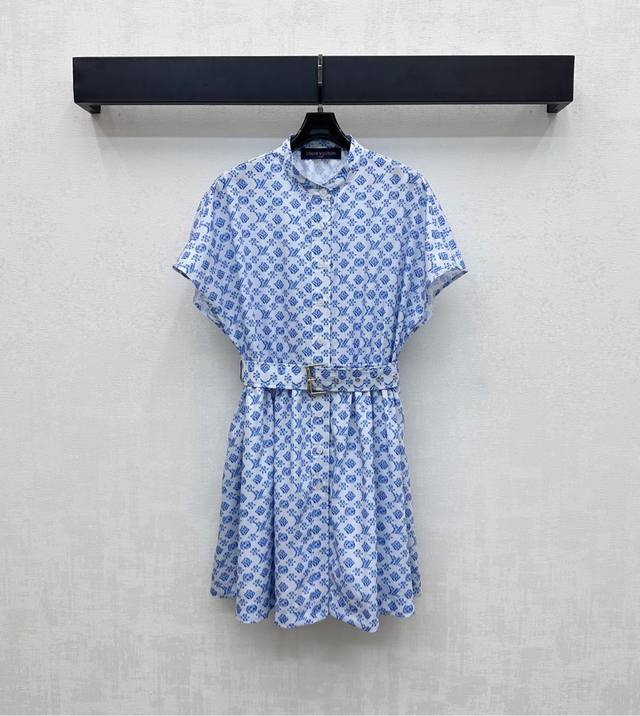 Louis Vuitto*2025 New arrivals Jacquard belt shirt dress Customized Yb imported