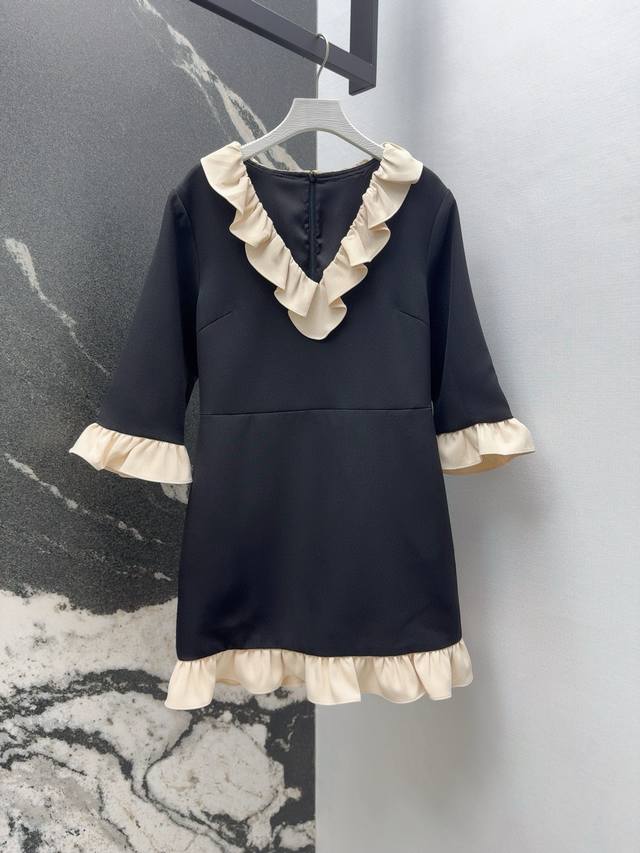 Vltn 25Ss Spring and summer new arrival celebrity style V-neck contrast color ru