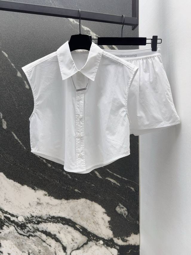 Aw 25Ss New spring and summer splicing ribbon lapel sleeveless shirt with ribbon