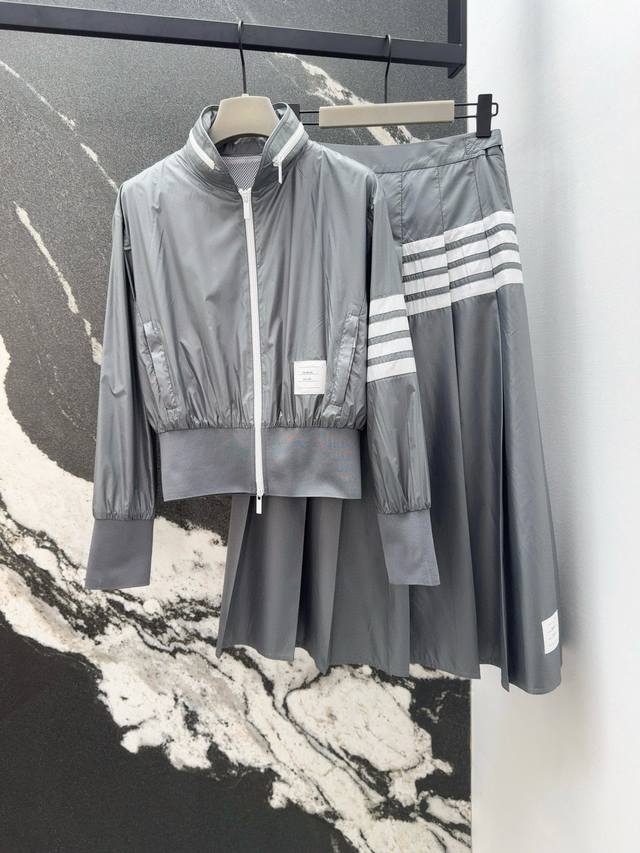 Tb 25Ss Spring and summer new sports girl style gray memory silk nylon jacket +