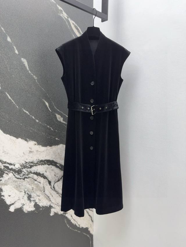 Cd 25Ss Spring and summer new high-grade velvet stand-up collar sleeveless dress