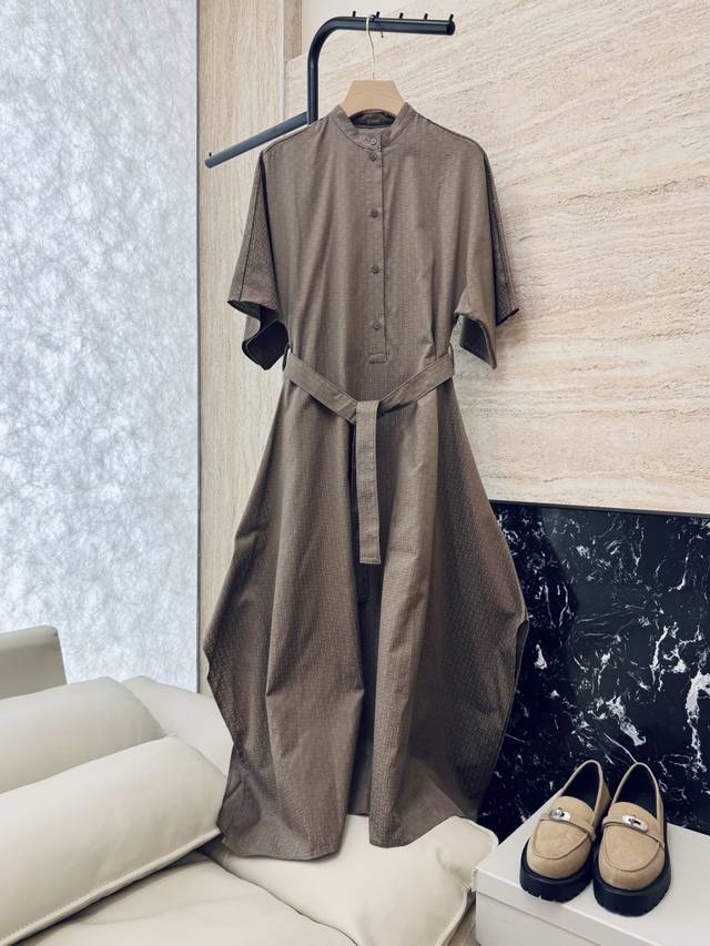 Qgl004# New dress Hermes H home Hermes H letter dark pattern short loose dress b
