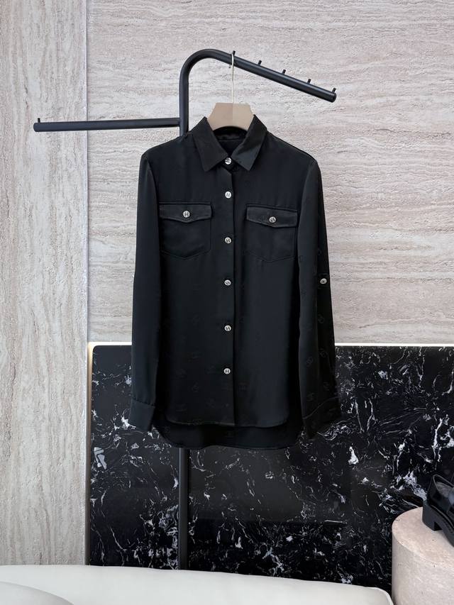 Xz0115#New shirt Xiaoxiang 100% acetate jacquard letter long-sleeved shirt white
