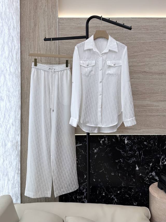 Xz0113# New suit Dior 100% acetate letter jacquard long-sleeved shirt and trouse