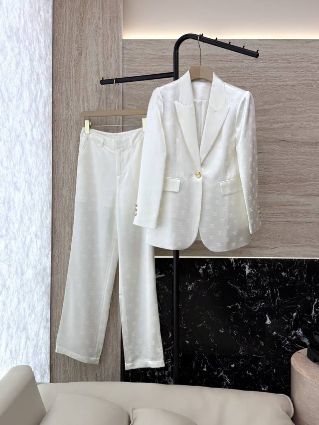 Xz0111# New suit Celien gold button 100% acetate letter jacquard long-sleeved ja