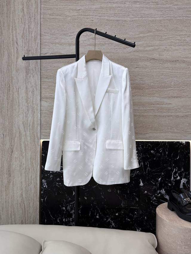 Xz0109#New coat Xiaoxiang 100% acetate letter jacquard long-sleeved coat black a