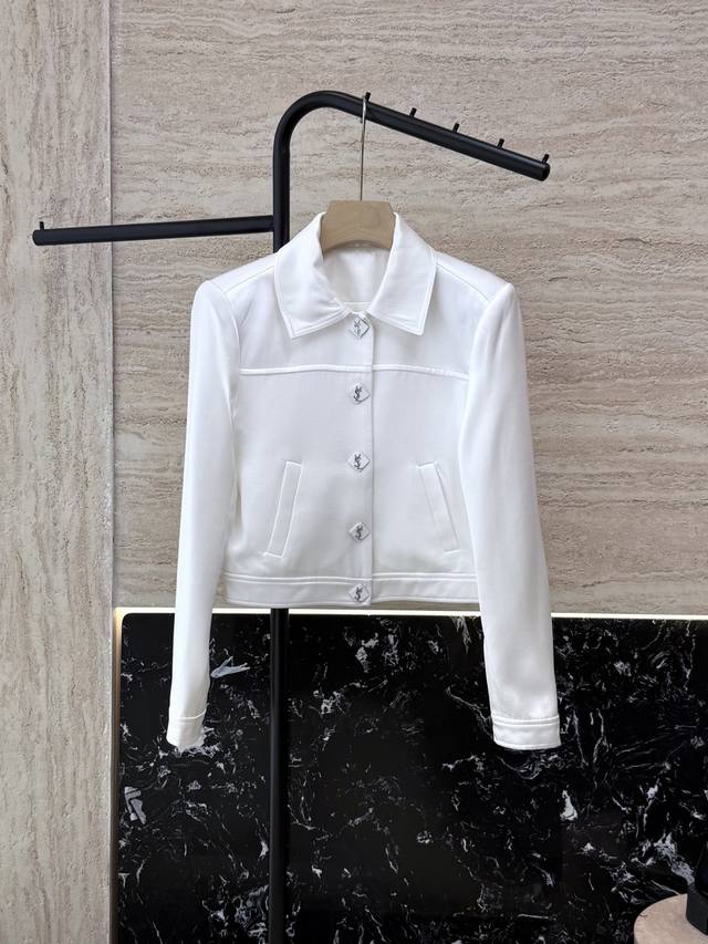Xz0107#New Jacket Ysl 100% Acetate Jacquard Long Sleeve Jacket Black White Smlxl