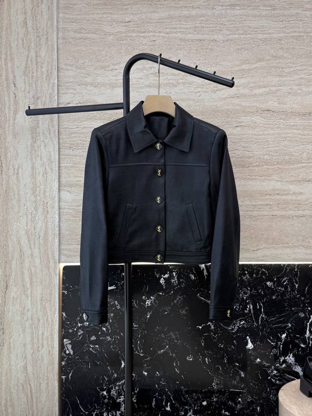 Xz0107#New Jacket Ysl 100% Acetate Jacquard Long Sleeve Jacket Black White Smlxl