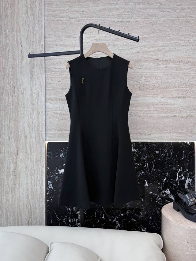 Xz0102#New Dress Ysl Sleeveless Vest Acetate Slim Dress Black White Smlxl DDD