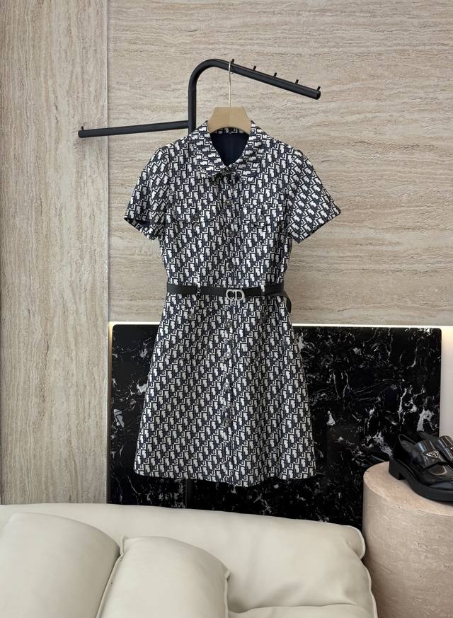 Xz0101# New dress Dior letter old flower jacquard short sleeve dress Smlxl DDD