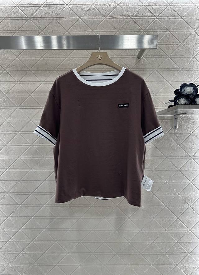 Miumi*2025 New arrivals Round neck, loose, two-way short sleeves Customized Yb o