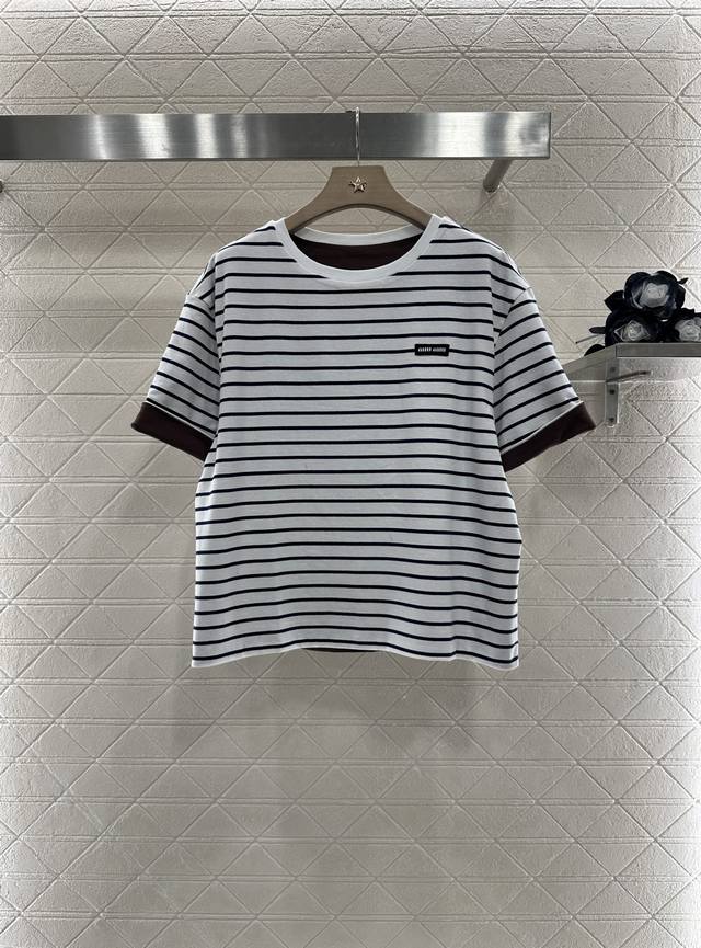 Miumi*2025 New arrivals Round neck, loose, two-way short sleeves Customized Yb o